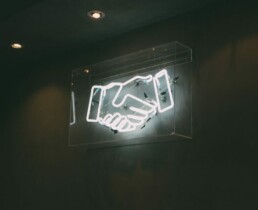 human hand neon signage